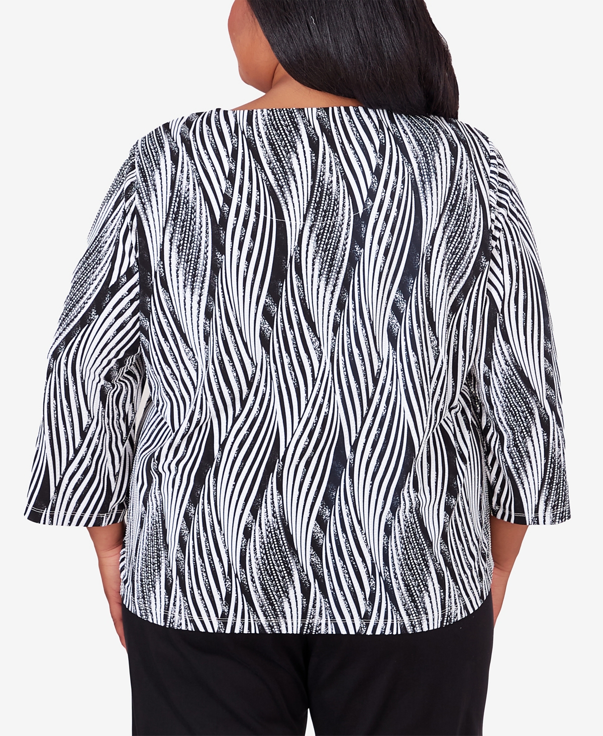 Shop Alfred Dunner Plus Size Opposites Attract Swirl Top With Necklace In Multi