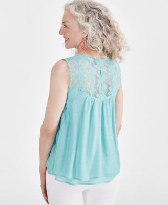 Women's Sleeveless Embroidered Lace Top