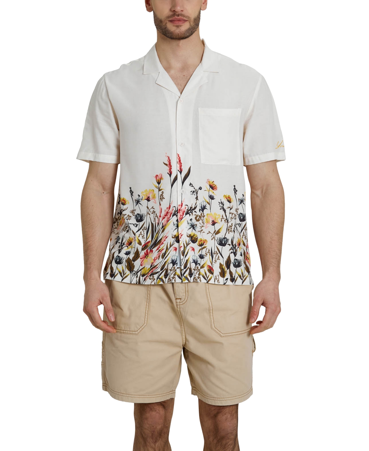 Shop Native Youth Men's Regular-fit Floral Shirt In Cream