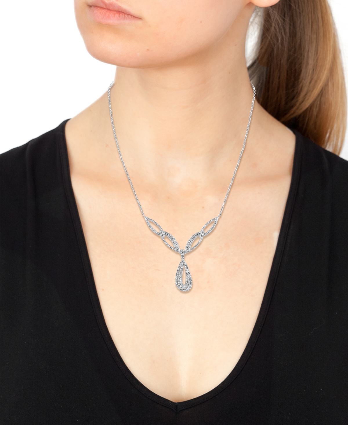 Effy Collection Effy Diamond Teardrop Fancy 17" Collar Necklace (2-1/5 Ct. T.w.) In 14k White Gold In White Gold
