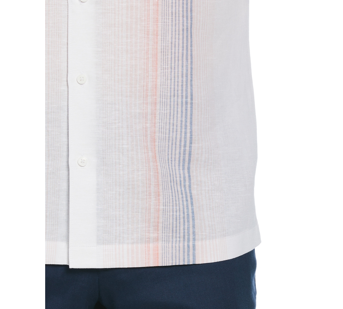 Shop Cubavera Men's Gradient-stripe Linen Blend Chambray Shirt In Brilliant