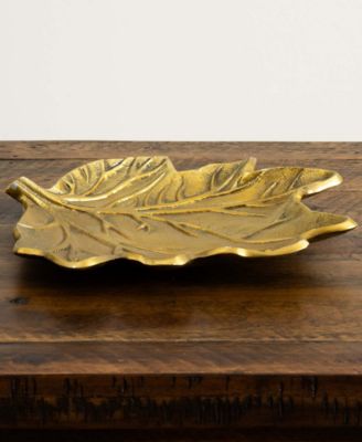 10in. Gold Tree of Life Leaf Decorative Accent Tray