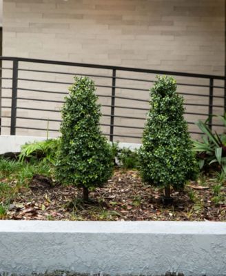 3ft. UV Resistant Artificial Boxwood Plant with Integrated Ground Stake Indoor/Outdoor - Set of 2