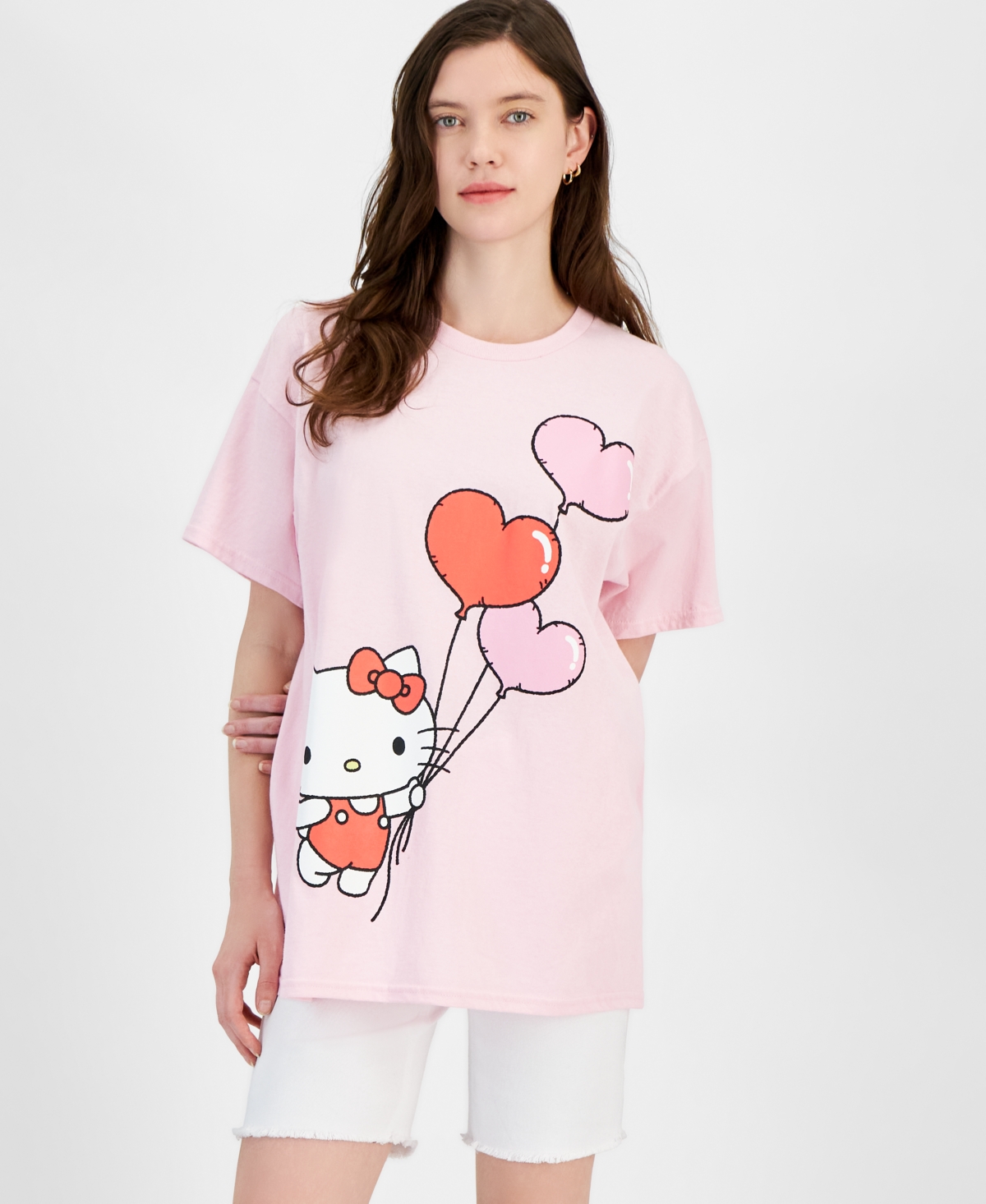 Love Tribe Juniors' Hello Kitty Love Floats Tee In Pink