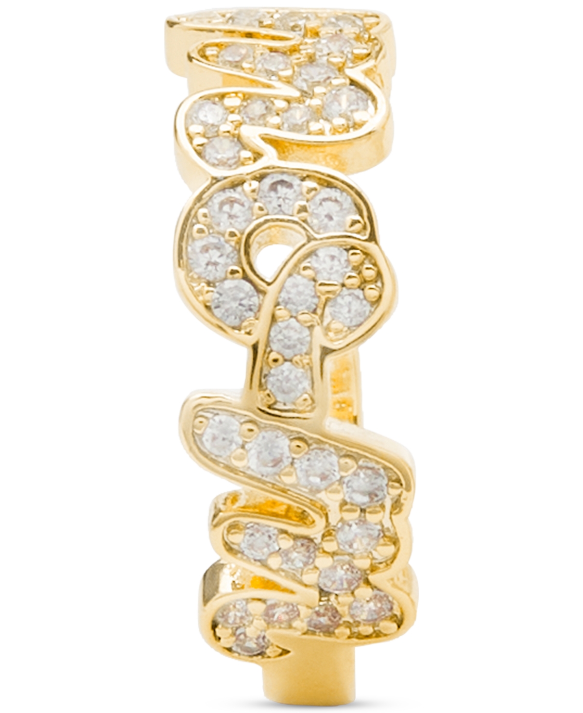 Shop Kate Spade Gold-tone Love You, Mom Crystal Small Huggie Hoop Earrings, 0.5" In Clear,gold