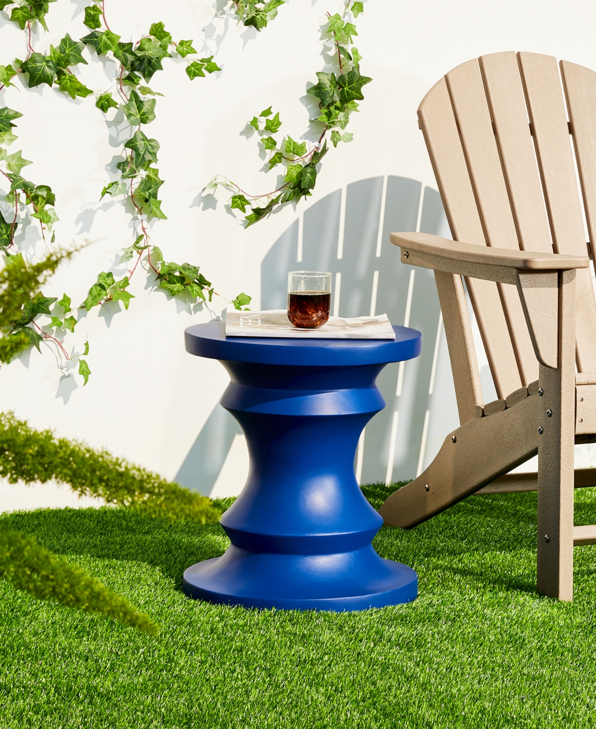 Glitzhome Multi-functional Cobalt Blue Chess Garden Stool Or Planter Stand Or Accent Table In Blue