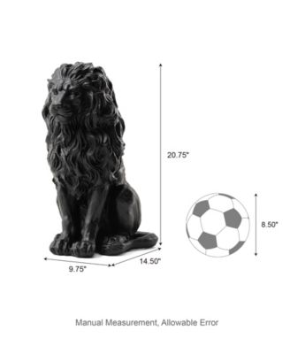 Set of 2 Black Sitting Lion Garden Statue