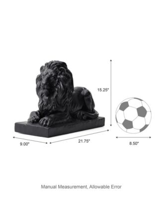 Set of 2 Black Lying Lion Garden Statue