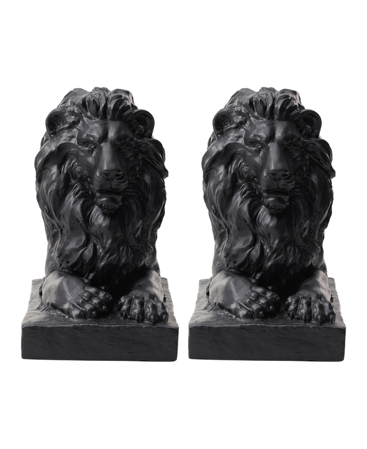 Glitzhome Set of 2Lying Lion Garden Statue - Black