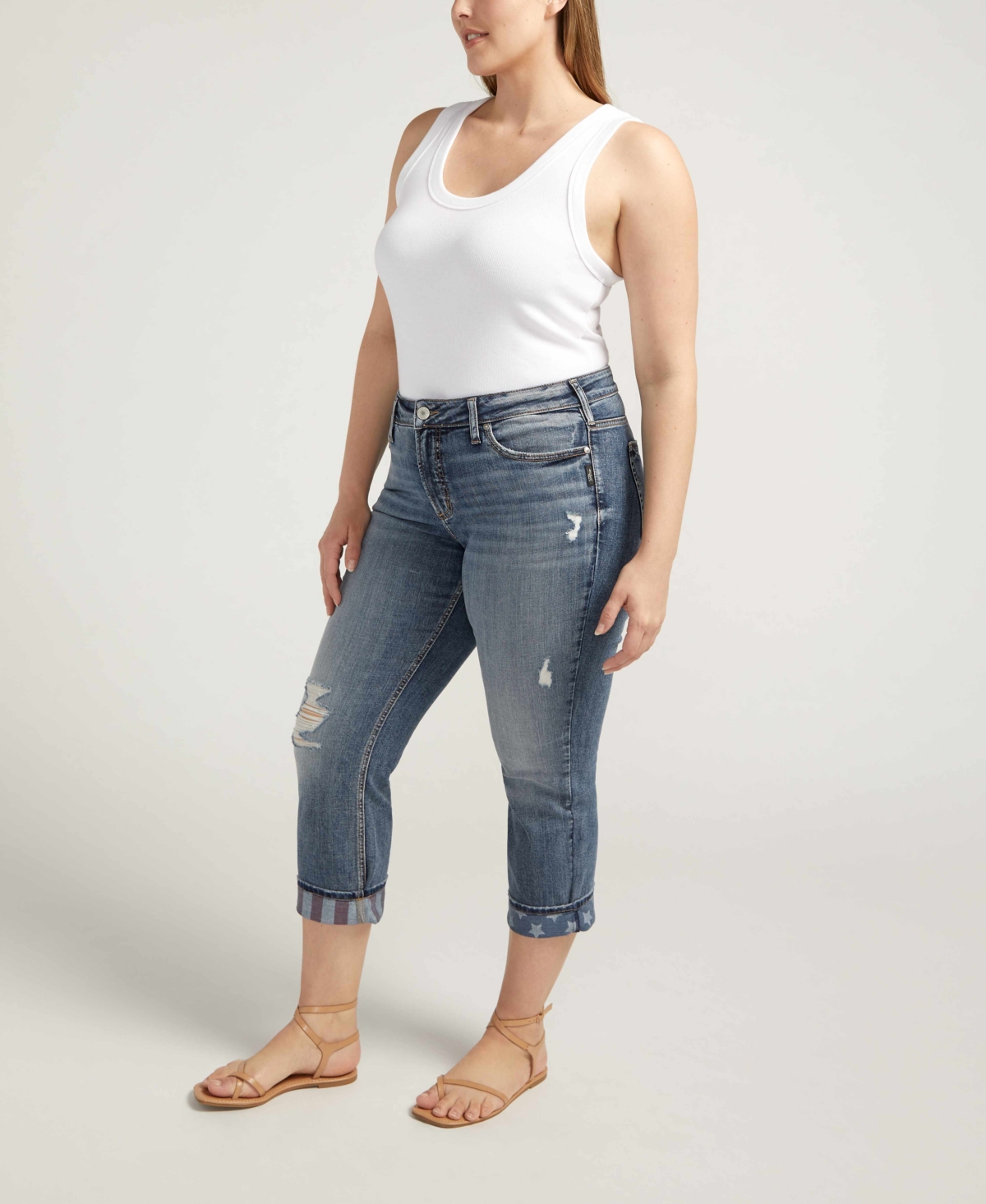 Silver Jeans Co. Plus Size Suki Mid Rise Curvy Fit Capri Jean