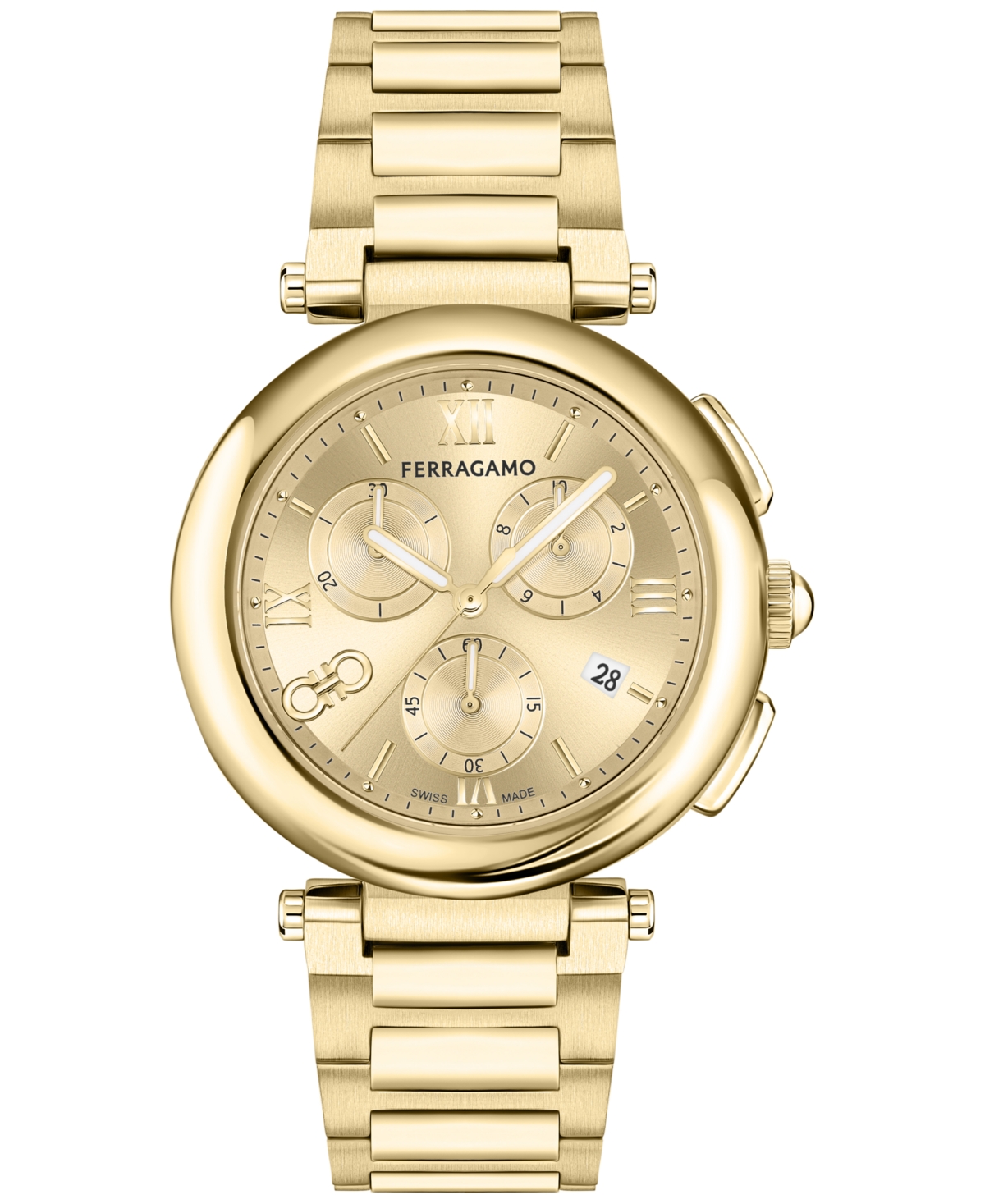 Women's Swiss Chronograph Gold Ion Plated Bracelet Watch 40mm - Gold