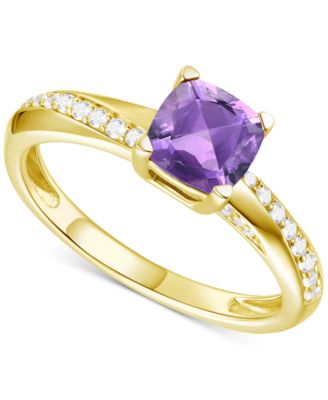 Macy's - Amethyst (3/4 ct. t.w.) & Lab-Grown White Sapphire (1/6 ct. t.w.) in 14k Gold-Plated Sterling Silver (Also Available in Additional Gemstones)