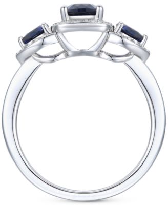 Amethyst (1-1/20 ct. t.w.) & Lab-Grown White Sapphire (1/6 ct. t.w.) Three Stone Halo Ring in 14k Gold-Plated Sterling Silver (Also in Additional Gemstones)