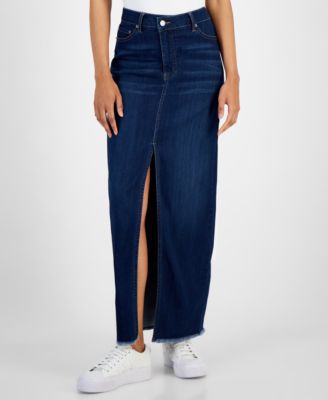Tinseltown - Juniors' Asymmetrical Denim Maxi Skirt