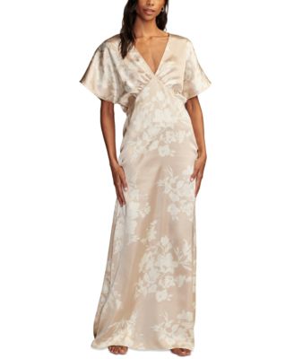 Lucky Brand - Women's Printed Batwing-Sleeve Satin Dress