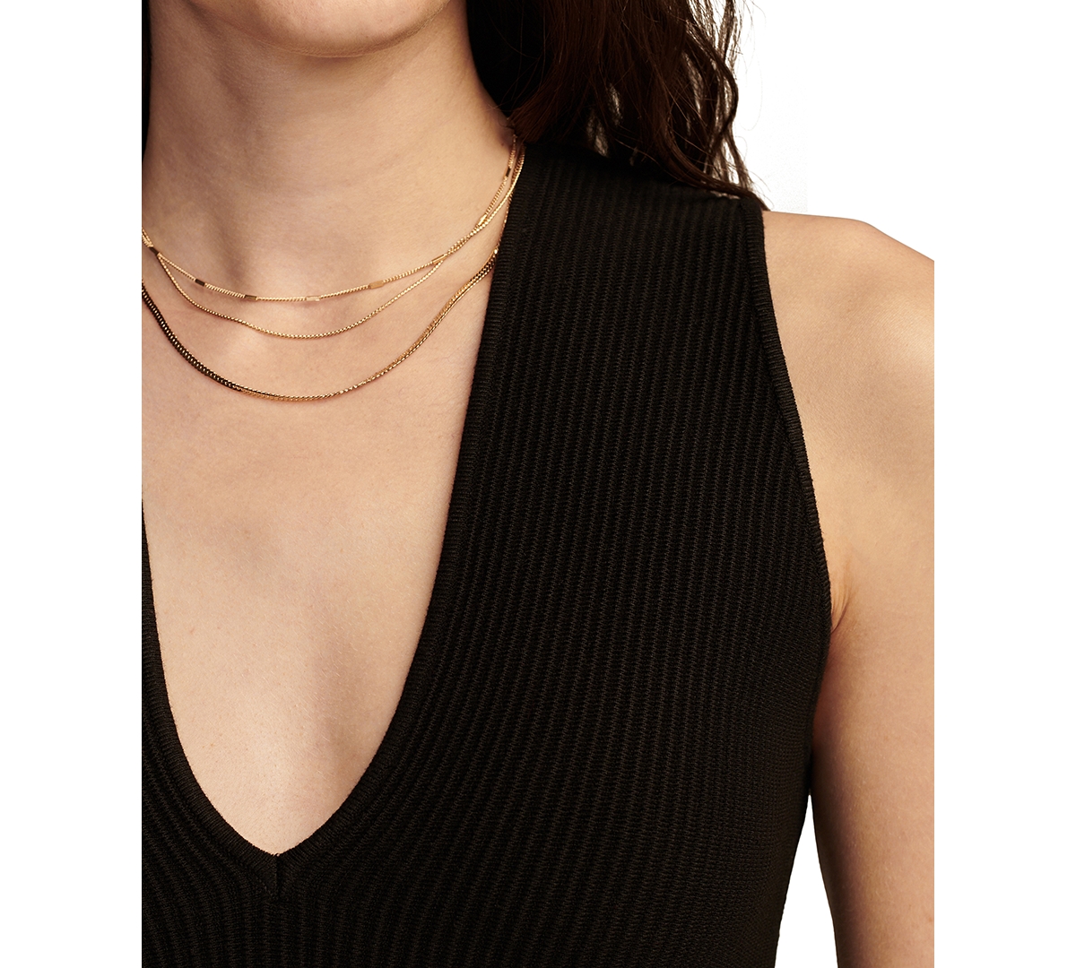 Shop Lucky Brand Women's Rib-knit V-neck Cropped Tank In Jet Black