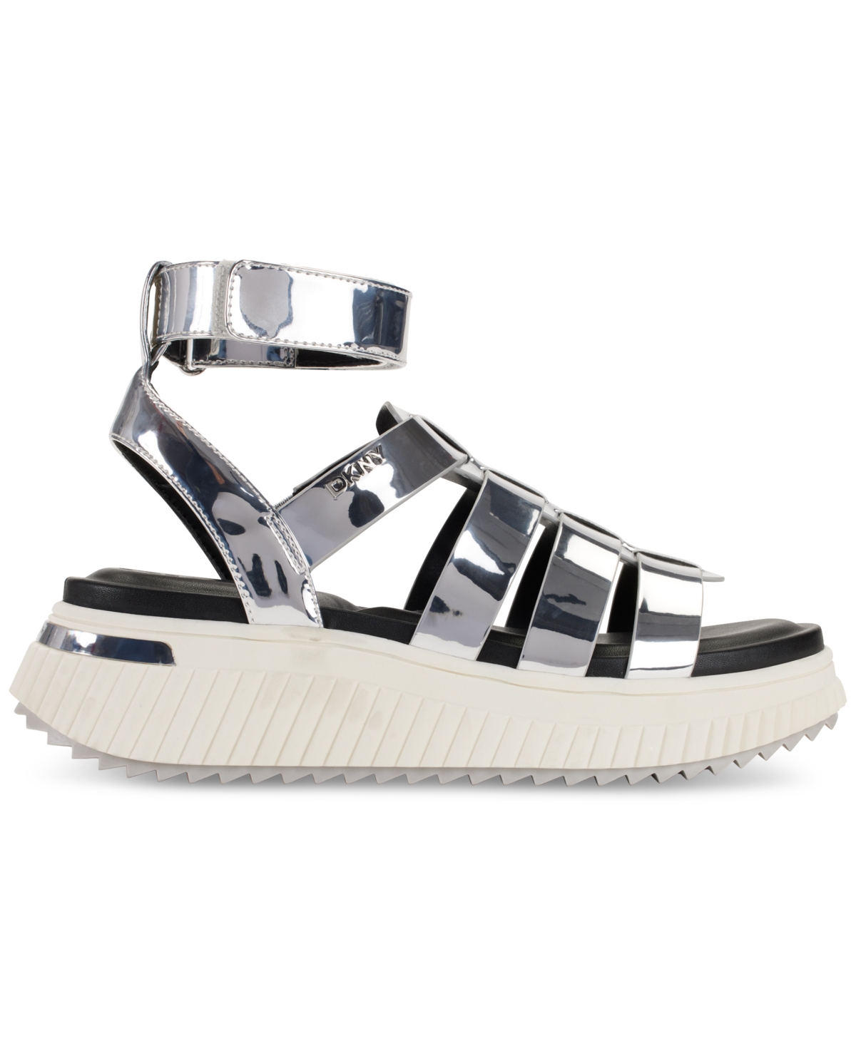 Shop Dkny Malai Ankle-strap Fisherman Sandals In Silver