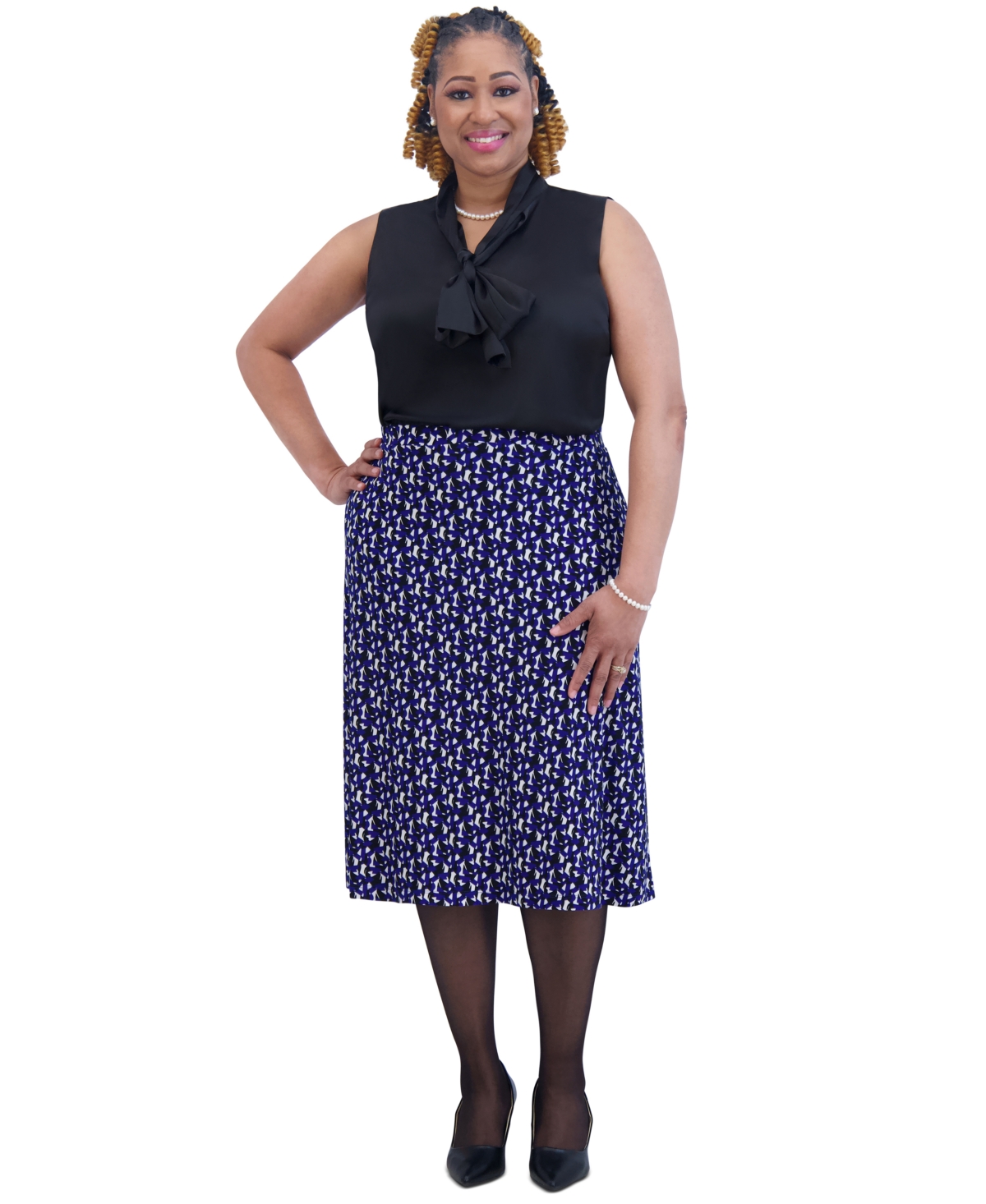 Kasper Women's Printed Ity Pull-On A-Line Skirt