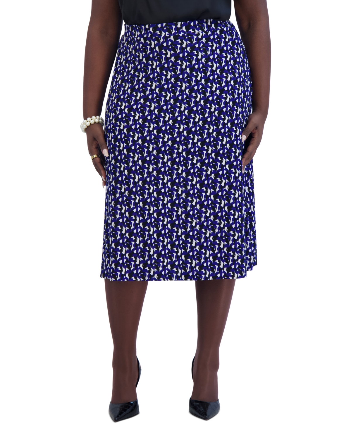 Kasper Women's Printed Ity Pull-On A-Line Skirt