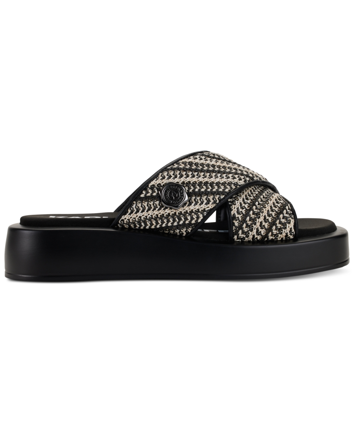 Shop Karl Lagerfeld Women's Ophelia Woven Slip-on Platform Sandals In Black