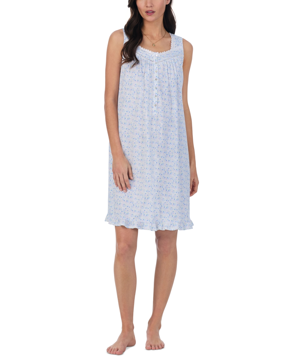 Eileen West Women's Cotton Lace-trim Nightgown In White Multi