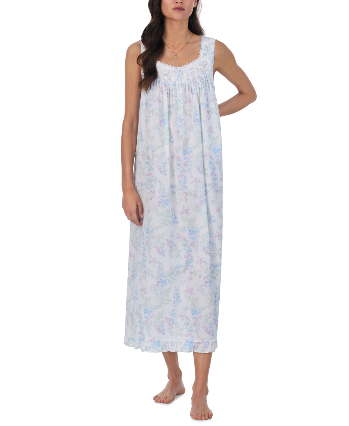 Eileen West Women's Floral Lace-trim Ballet Nightgown In Watercolor