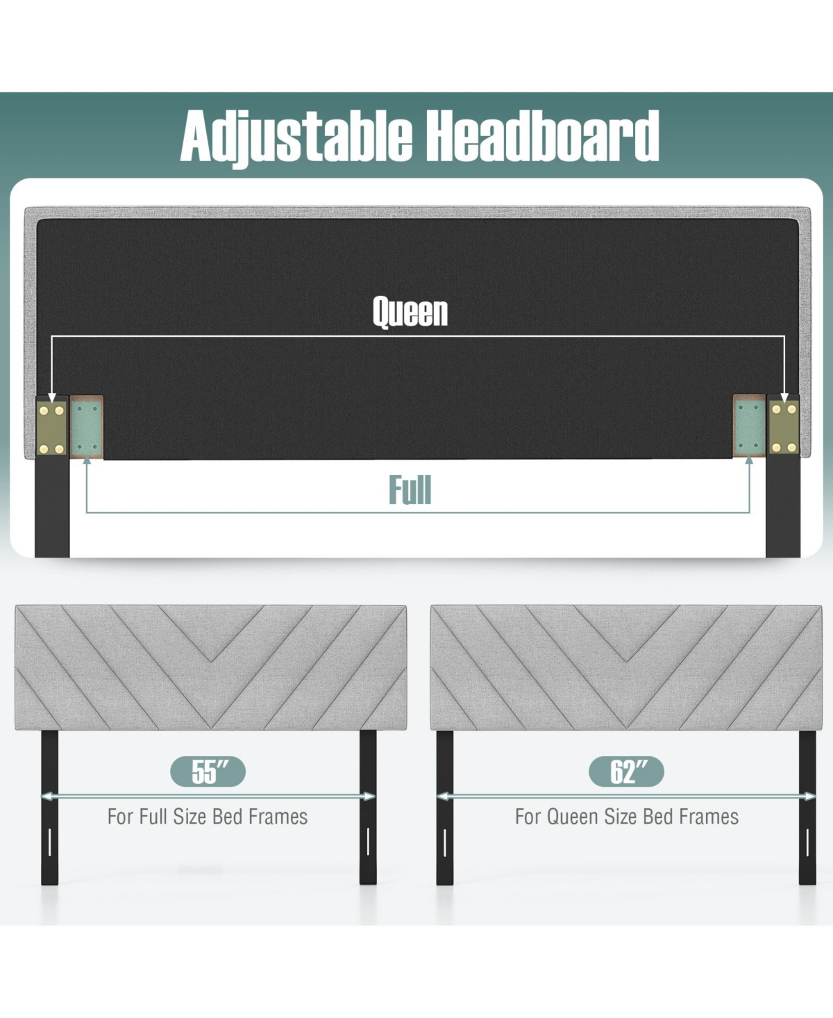 Sugift Linen Upholstered Headboard for Full and Queen Frames