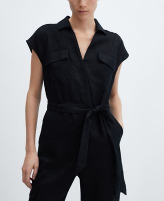 Women's Cargo-Style Linen Jumpsuit