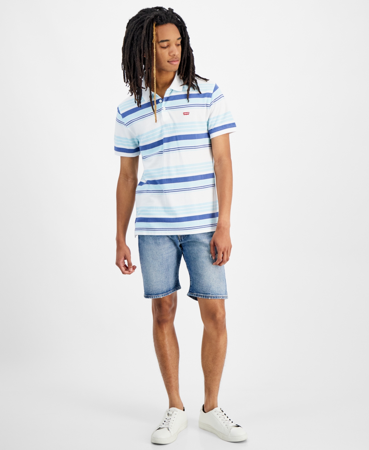 Shop Levi's Men's Housemark Regular Fit Short Sleeve Polo Shirt In Kai Stripe