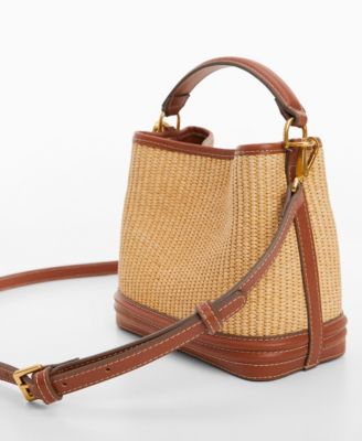 MANGO Women's Raffia-Effect Bucket Bag