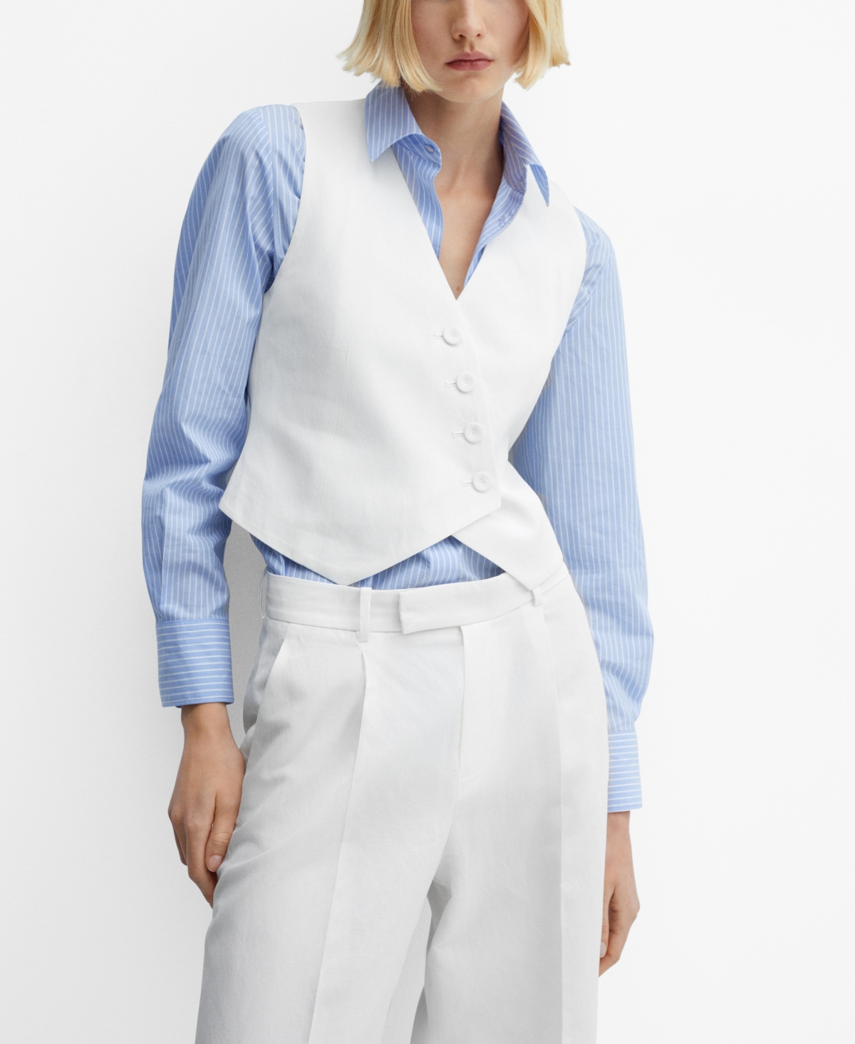 Mango Women's Buttons Detail Suit Vest In White