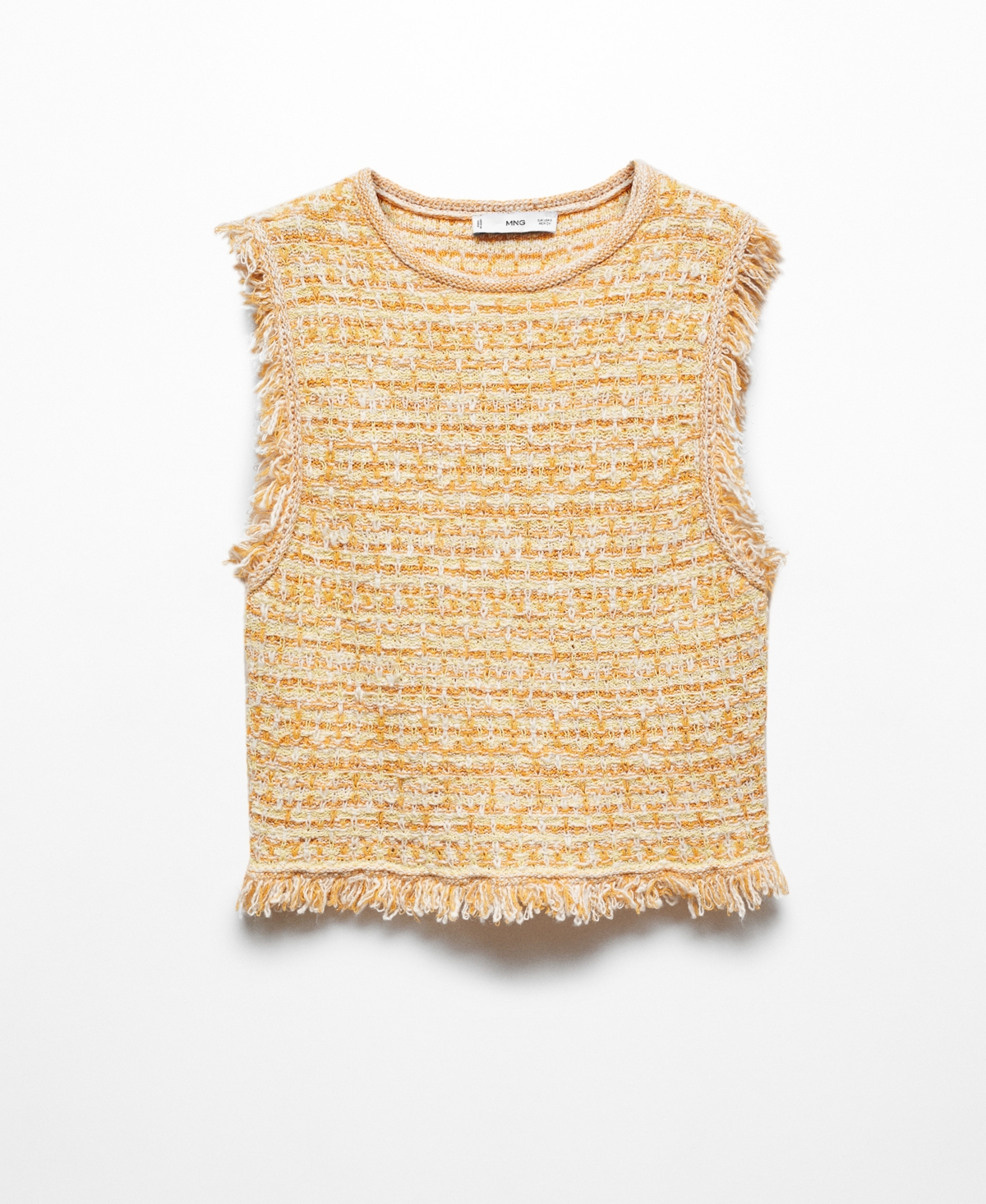 Mango Women's Frayed Detail Tweed Top