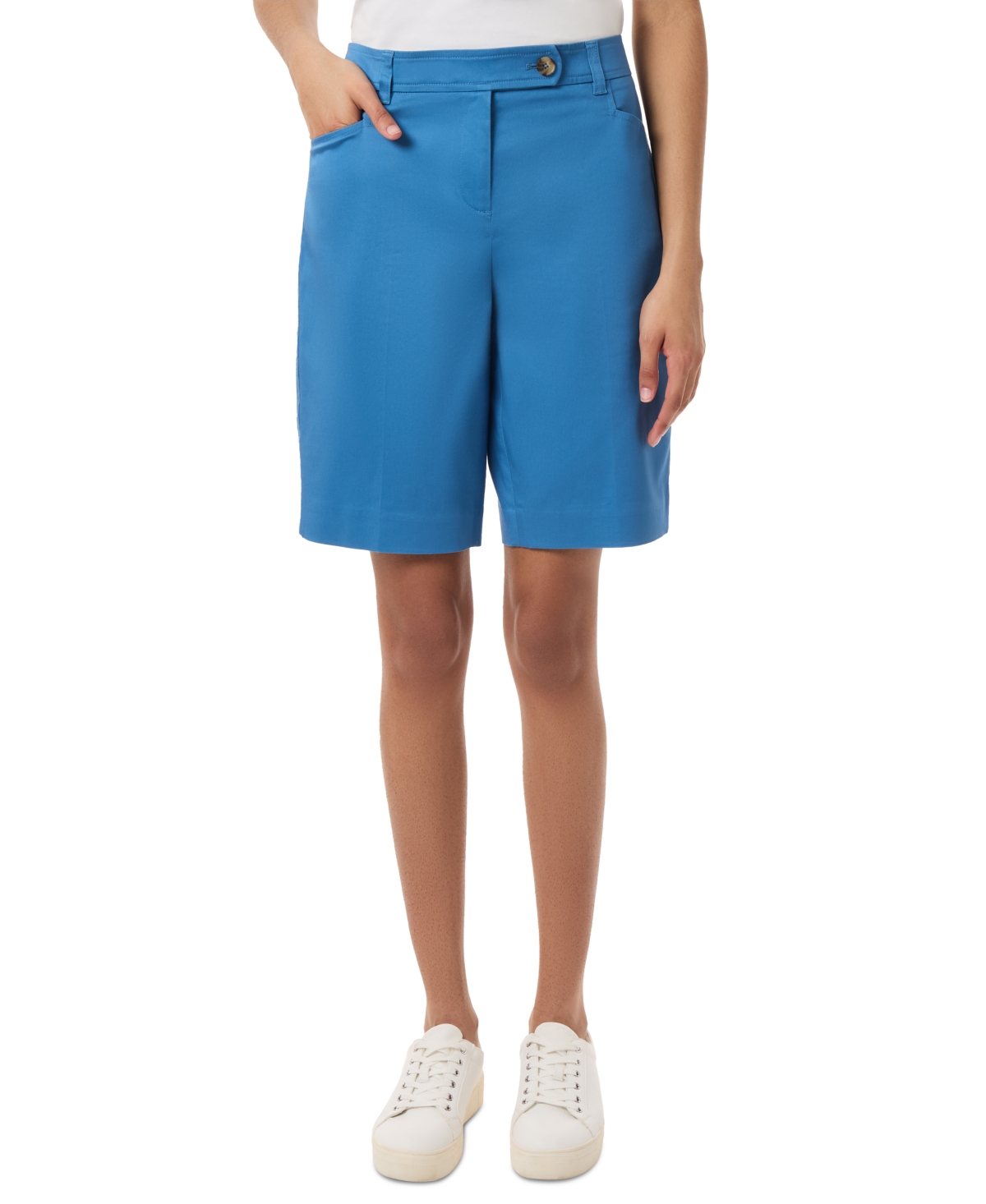 Shop Jones New York Women's Duke Fly-front Mid-rise Shorts In Blue Lagoon