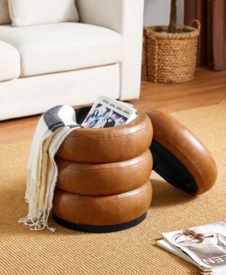 Modern Coffee Upholstered Storage Ottoman or Accent Stool