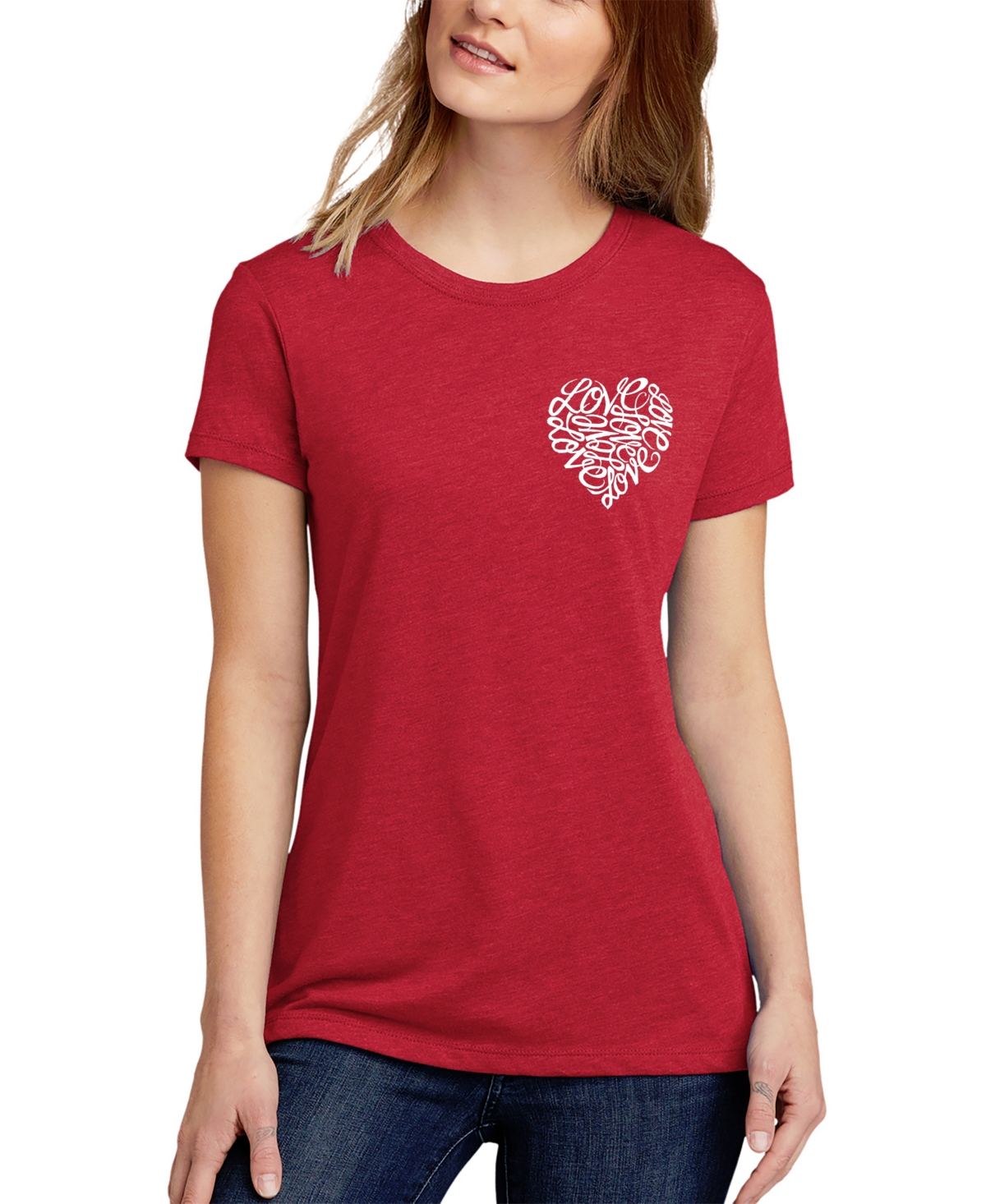 Shop La Pop Art Women's Premium Blend Word Art Cursive Heart T-shirt In Black
