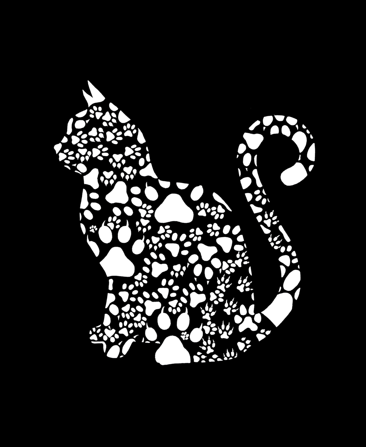 LA POP ART WOMEN'S PREMIUM BLEND WORD ART CAT PAWS T-SHIRT 