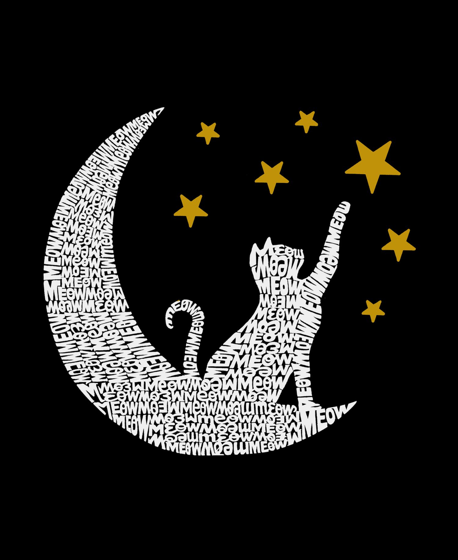 Women's Word Art Cat Moon Crewneck Sweatshirt