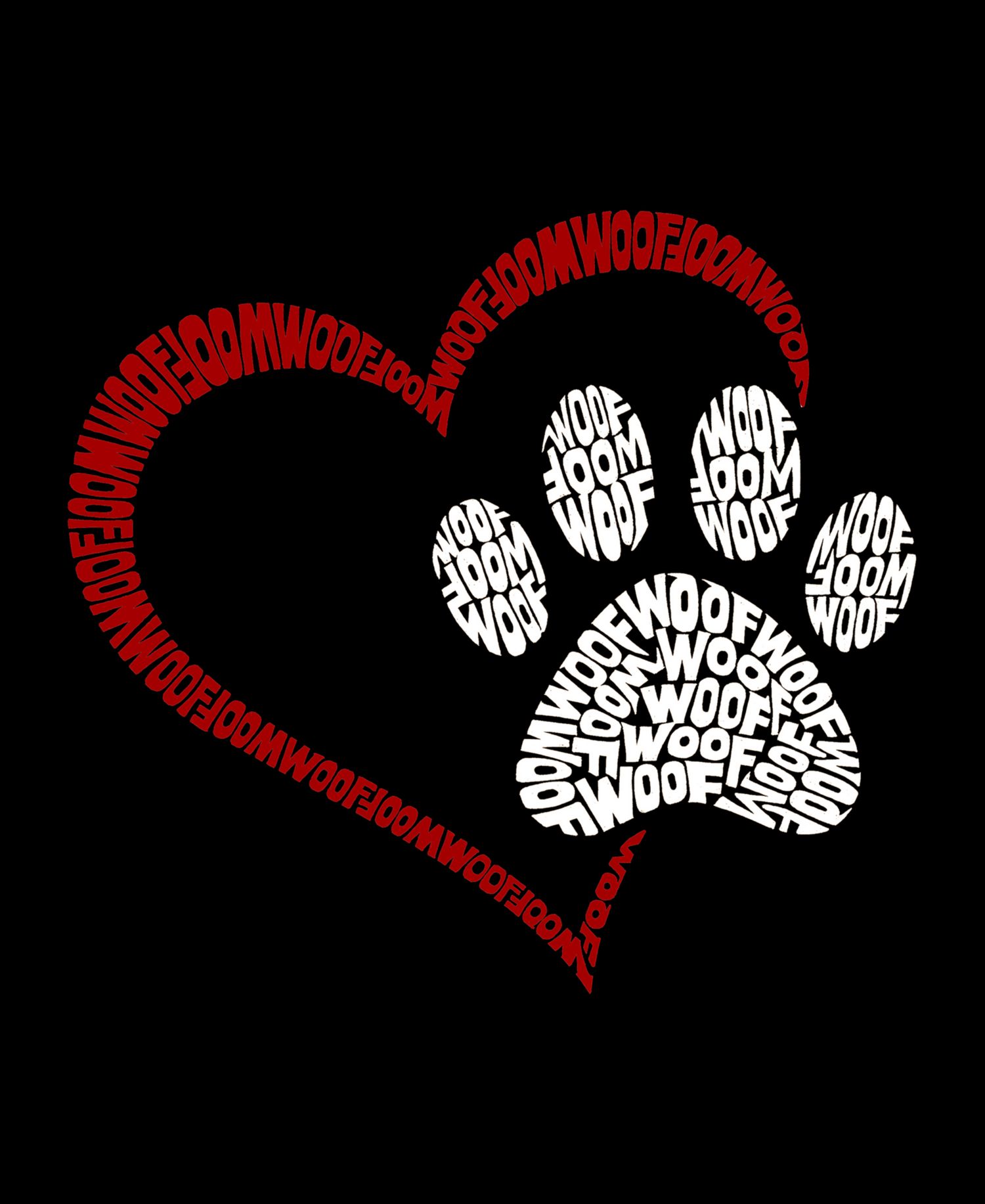 Women's Word Art Paw Heart Crewneck Sweatshirt