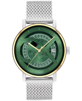 Calvin Klein Men s Iconic Automatic Silver Stainless Steel Mesh Watch 40mm Green