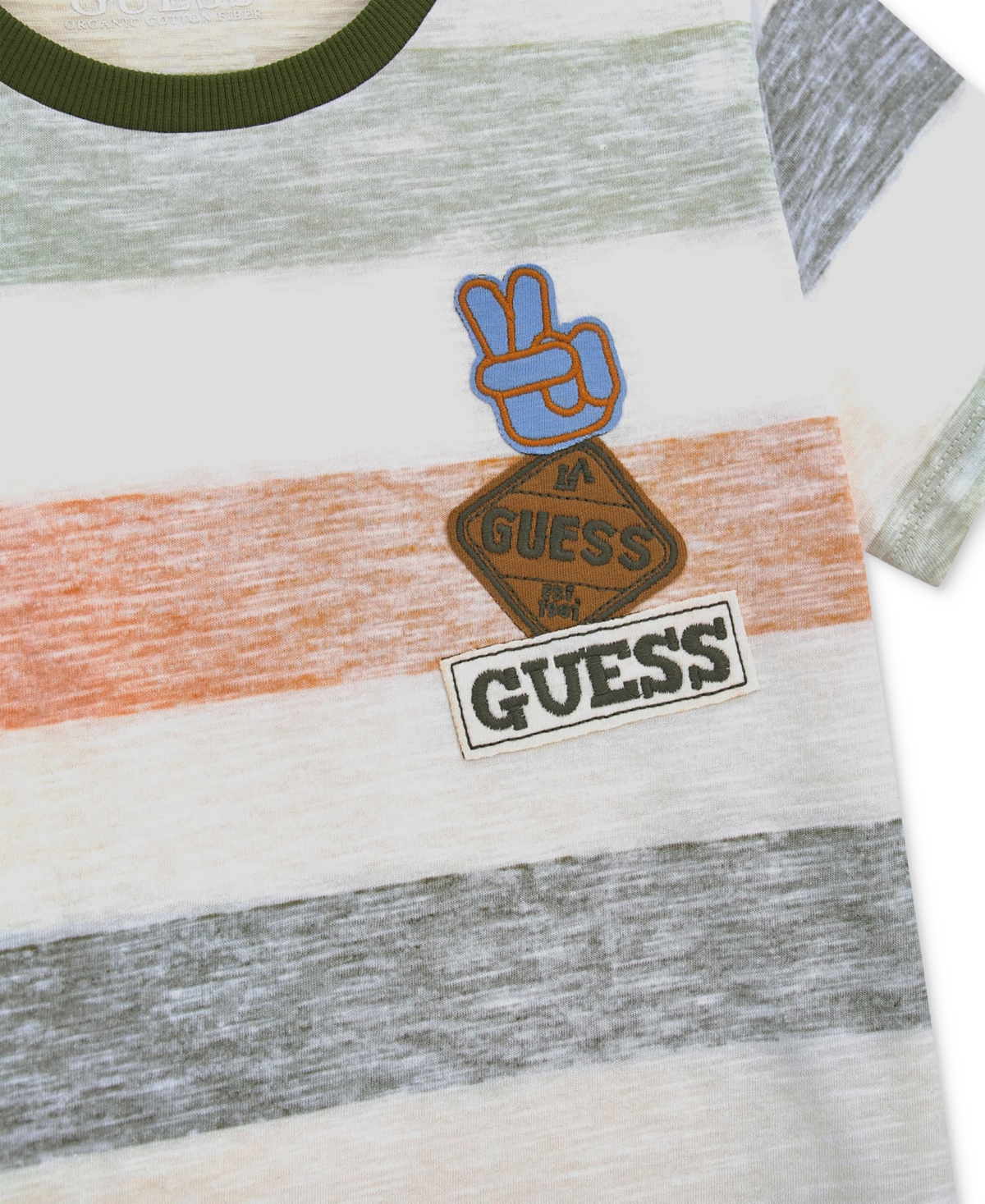 Guess Big Boys Striped Cotton Logo Applique T-Shirt - S30g-open