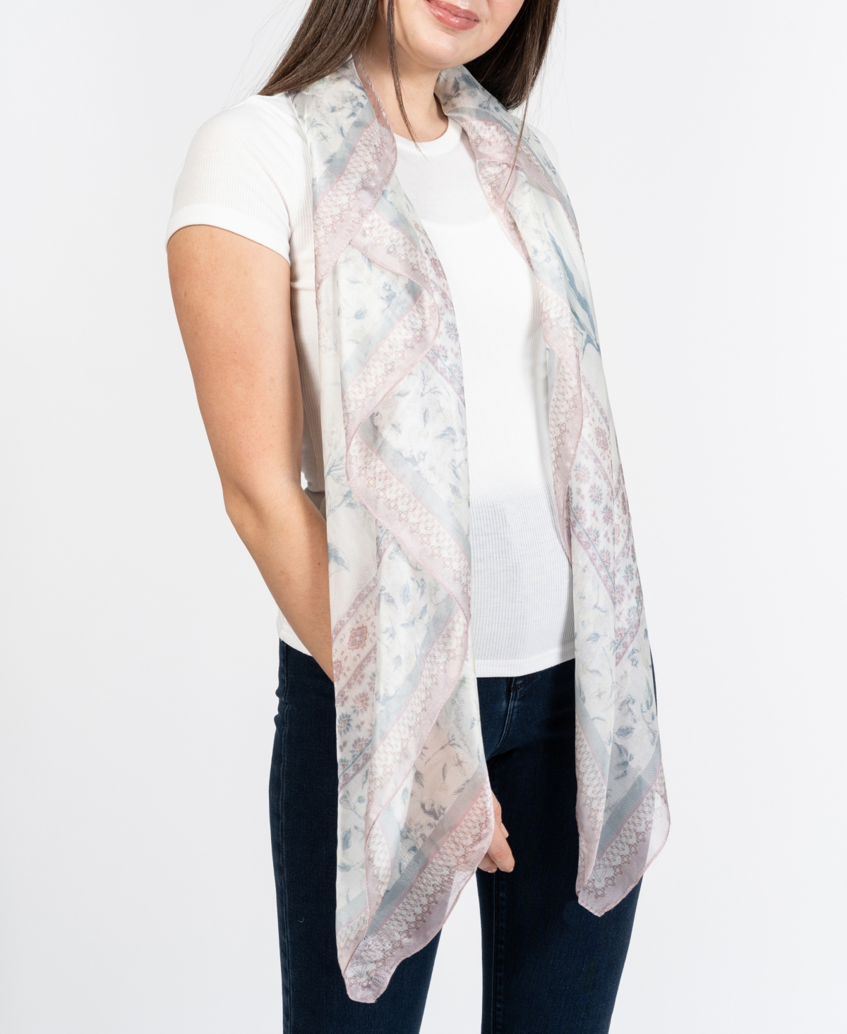 Women's Birdy Floral Printed Square scarf - Ivory Neutral