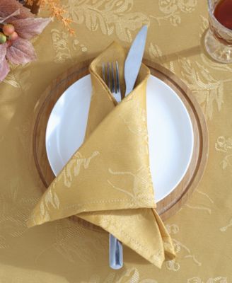 Elegant Woven Leaves Jacquard Damask Napkin, Set of 8