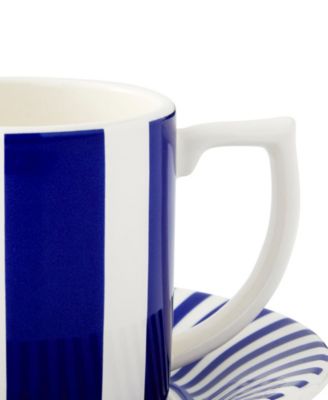 Blue Italian Steccato Espresso Cup and Saucer, Set of 4
