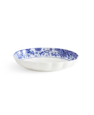 Blue Italian Brocato Oval Fluted Dishes, Set of 2