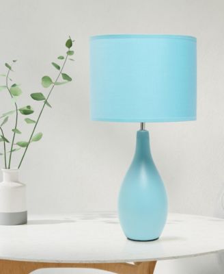 Essentix 18.11" Traditional Standard Ceramic Dewdrop Table Desk Lamp with Matching Fabric Shade 