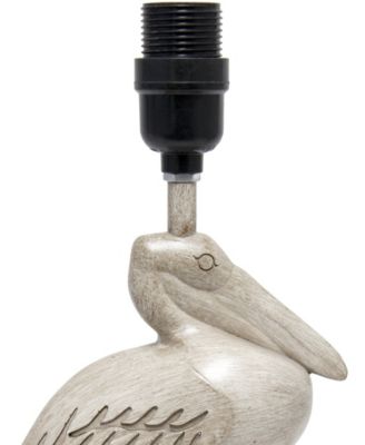 Shoreside 17.25" Tall Coastal Sitting Pelican Beige Wash Polyresin Bedside Table Desk Lamp 