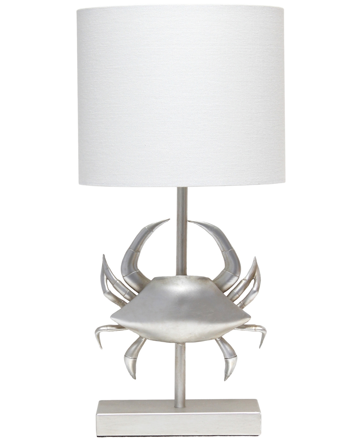 Shop Simple Designs Shoreside 18.25" Tall Coastal White And Polyresin Pinching Crab Shaped Bedside Table Desk Lamp In Brushed Nickel