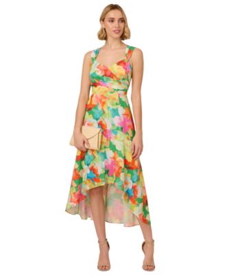 Adrianna Papell - Women's Printed High-Low Midi Dress