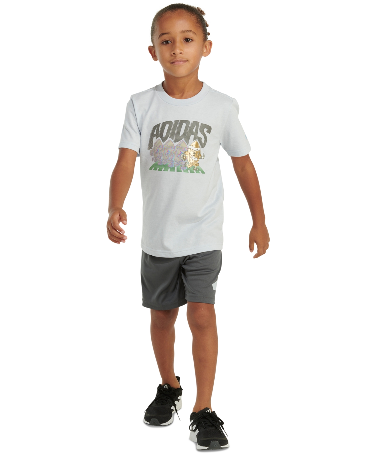 Shop Adidas Originals Toddler & Little Boys Essential T-shirt & Shorts, 2 Piece Set In Halo Blue