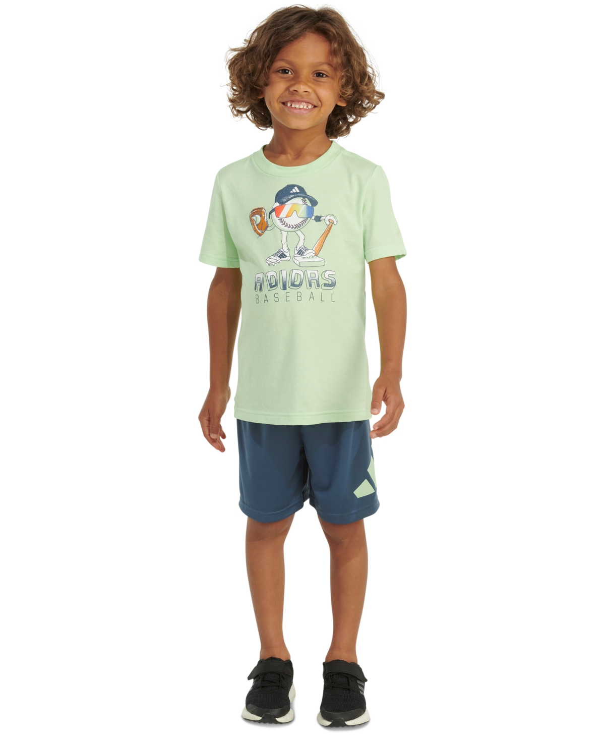 Shop Adidas Originals Toddler & Little Boys Essential T-shirt & Shorts, 2 Piece Set In Semi Green Spark